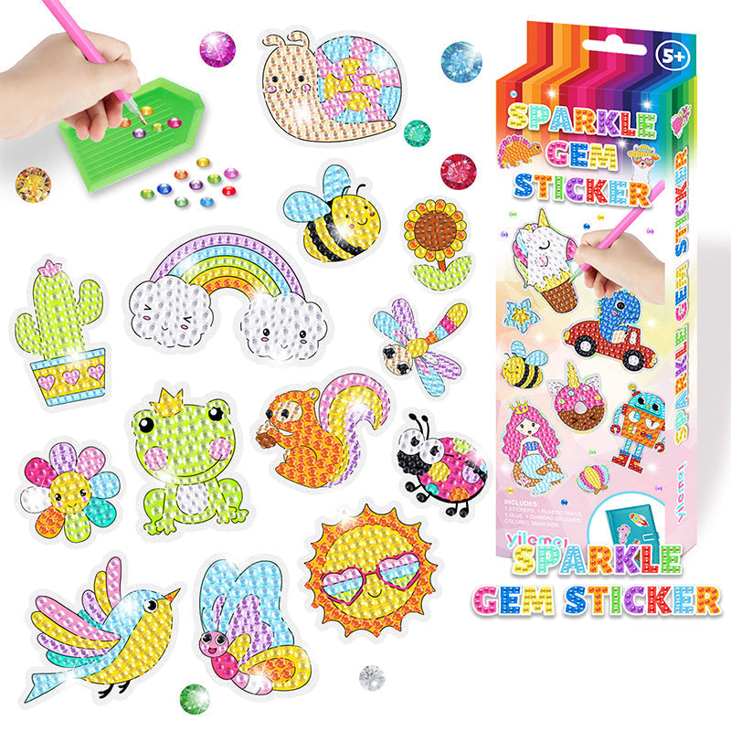 Diamond art sticker set with sparkling gemstones – boosts creativity and focus | kids activity kit