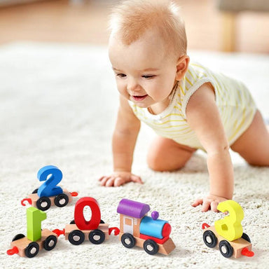 Wooden number train toy – teaches counting, boosts motor skills | toddlers