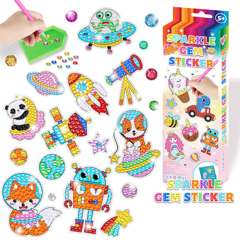 Diamond art sticker set with sparkling gemstones – boosts creativity and focus | kids activity kit