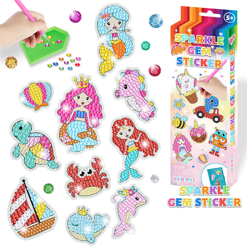 Diamond art sticker set with sparkling gemstones – boosts creativity and focus | kids activity kit