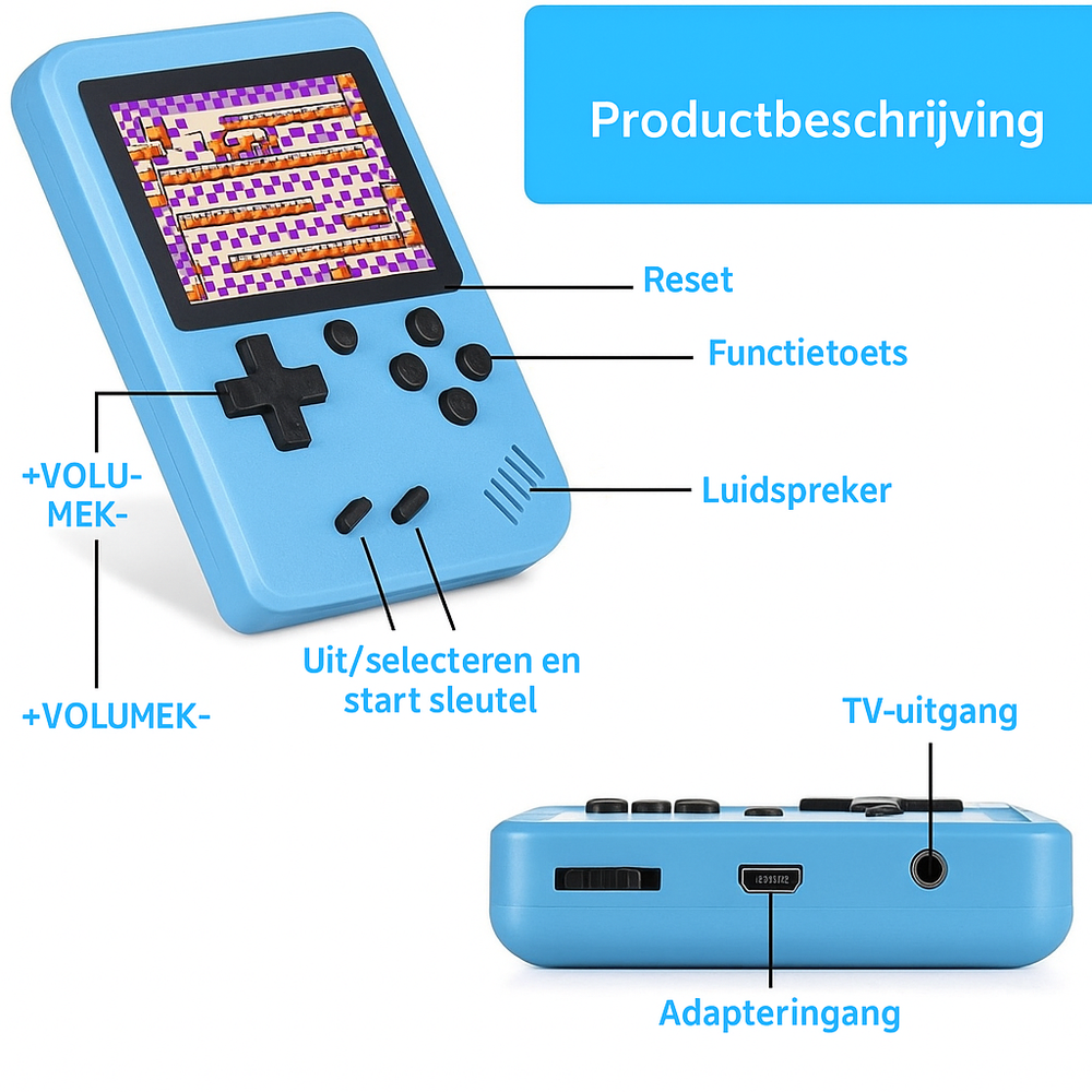 Retro handheld games console with 400 games – LCD screen, TV connection | Kids & adults