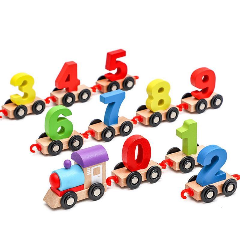 Wooden number train toy – teaches counting, boosts motor skills | toddlers