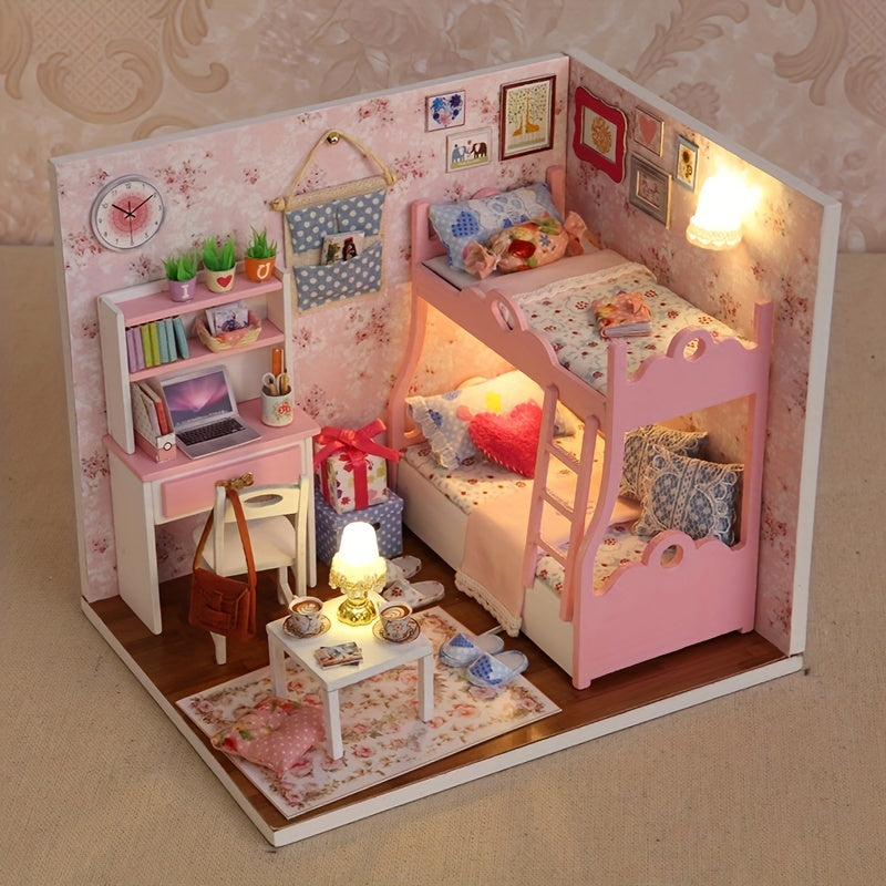 Miniature dollhouse kit with detailed room design – hobby project, display piece | DIY build