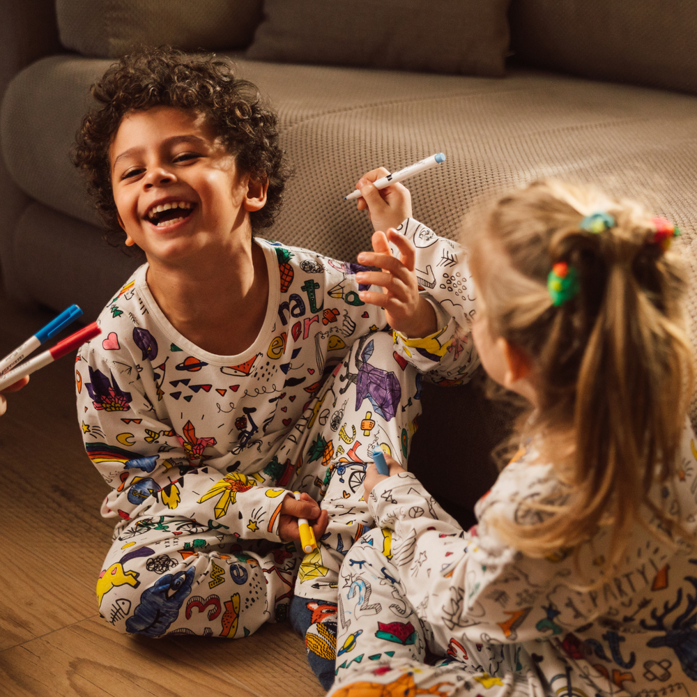 Colour-in pyjamas for kids – soft, breathable, personalisable | creative sleepwear