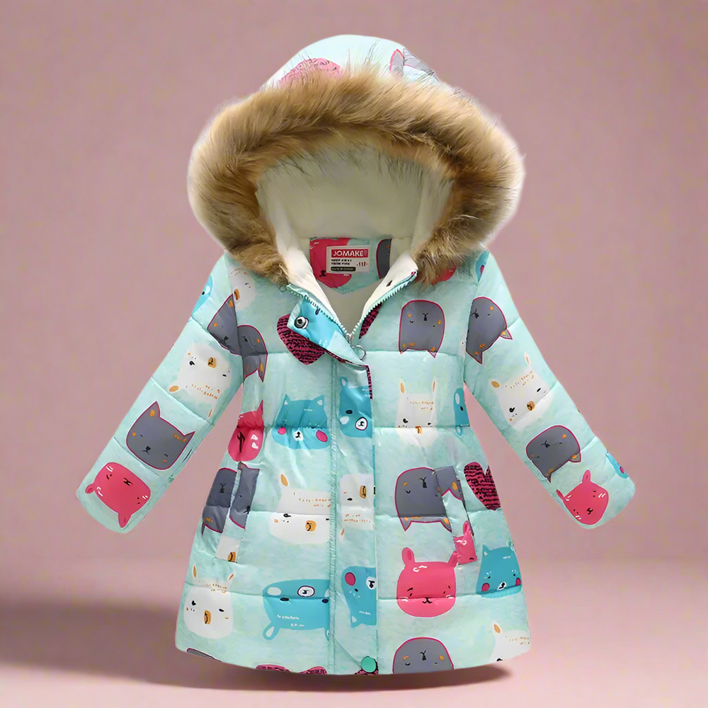 Kids winter jacket with thick lining – stylish prints, durable zip | ages 4-10