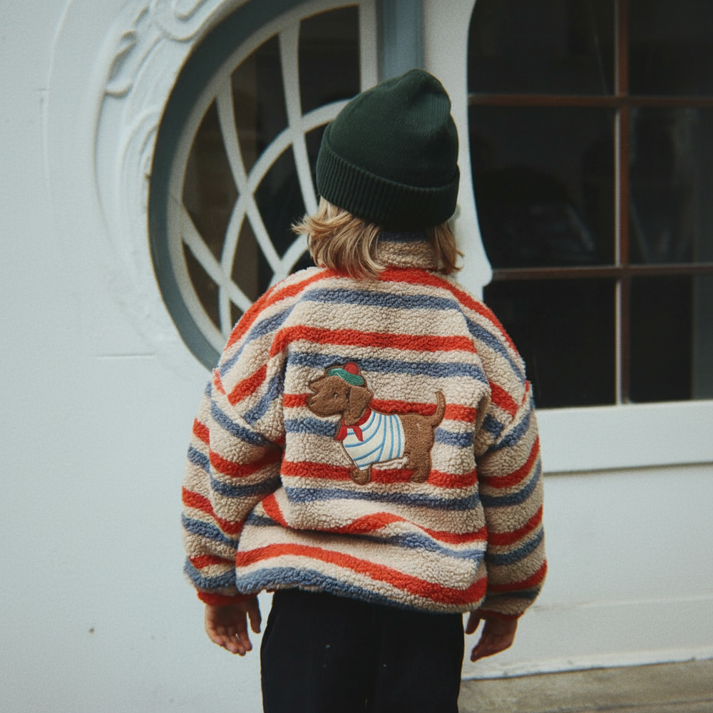 Children's clothing in teddy fleece with print – coat, gilet or trousers, zip | berber fleece