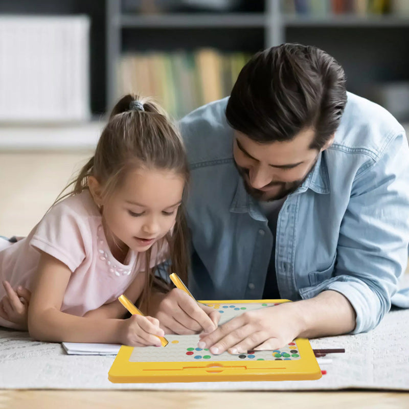Magnetic drawing board – large surface, stylus and pattern cards | kids