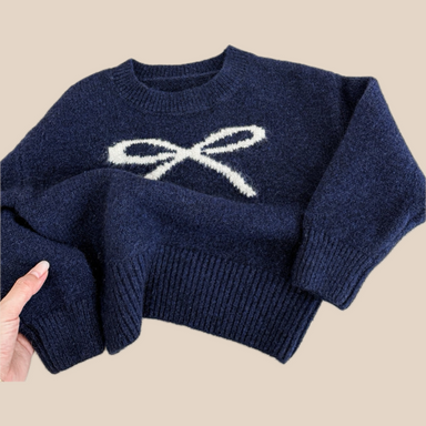 Knitted jumper with bow detail – soft, warm cotton knit | girls