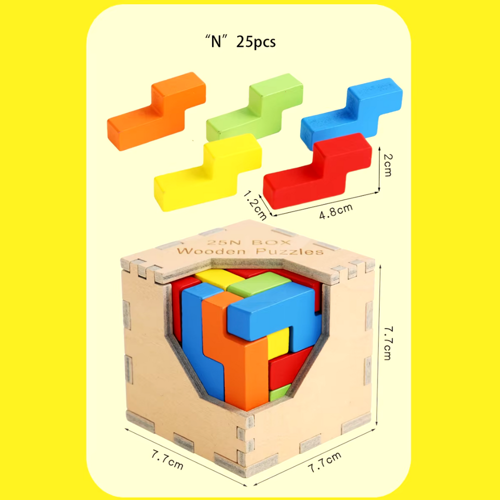 Wooden 3D puzzle for kids – durable, educational, compact | brain teaser
