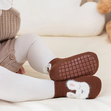Anti-slip baby socks with warm lining – cartoon design, non-slip grip | 0-4 years