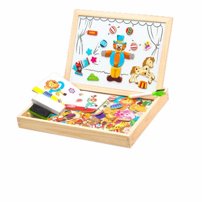Magnetic drawing board with shapes – chalkboard, wooden design | for toddlers