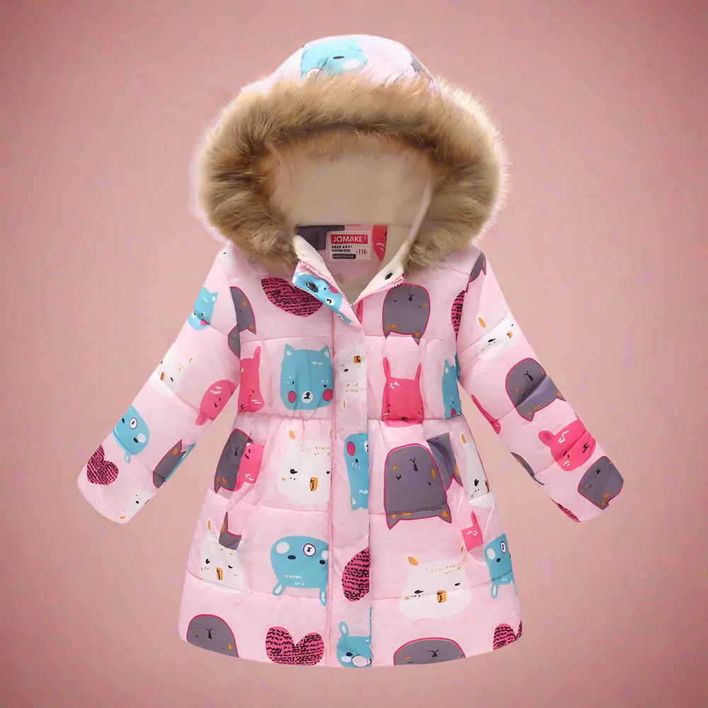 Kids winter jacket with thick lining – stylish prints, durable zip | ages 4-10