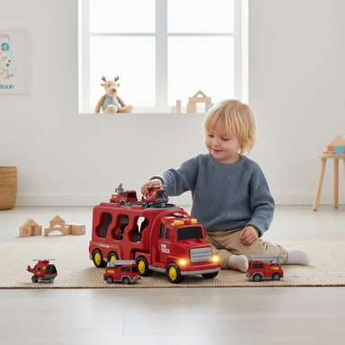 Toy car playset with light and sound – storage, vehicles included | kids 3+ years