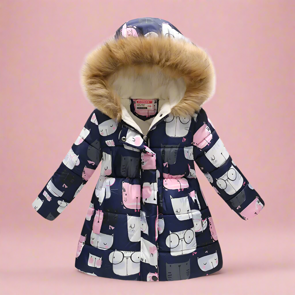 Kids winter jacket with thick lining – stylish prints, durable zip | ages 4-10