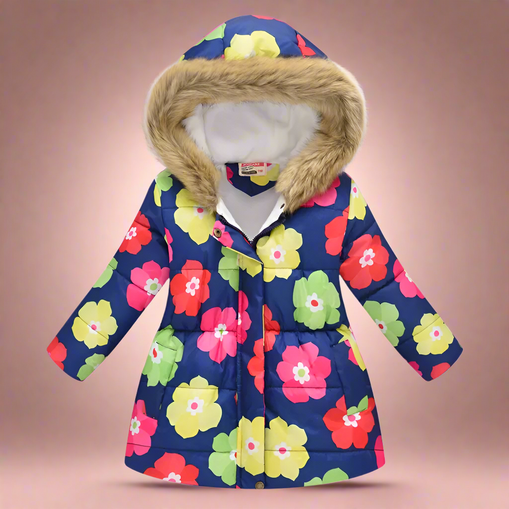 Kids winter jacket with thick lining – stylish prints, durable zip | ages 4-10