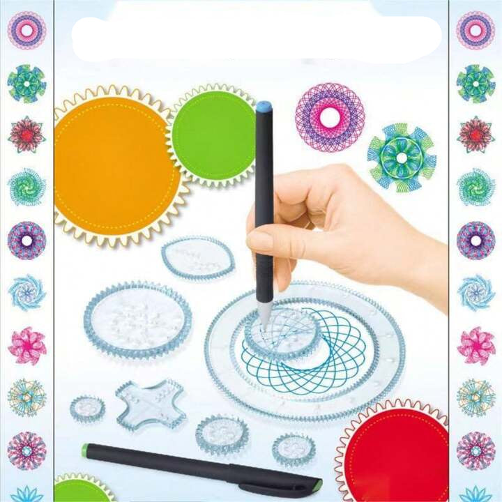 Spiral drawing set with gears creates unique patterns – 22 accessories, creative play | Kids 6+