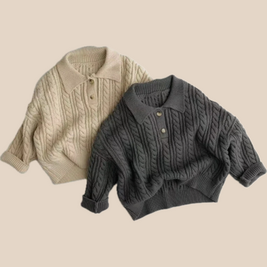 Knitted cable jumper – soft cotton, elastic cuffs, trendy design | children's knitwear