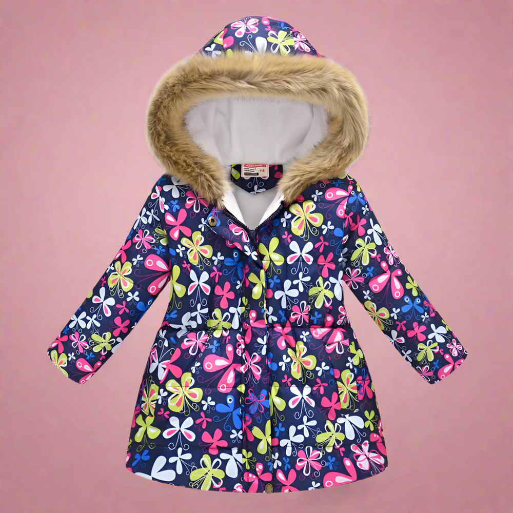Kids winter jacket with thick lining – stylish prints, durable zip | ages 4-10