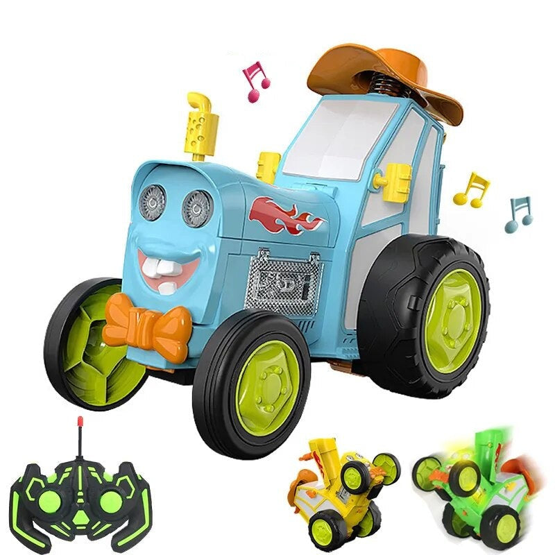 Remote control stunt car – LED lights, music and jumps | kids