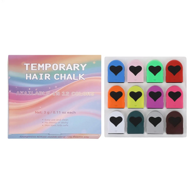Hair chalk for kids – washable, quick to apply, 12 shades | party hair colouring