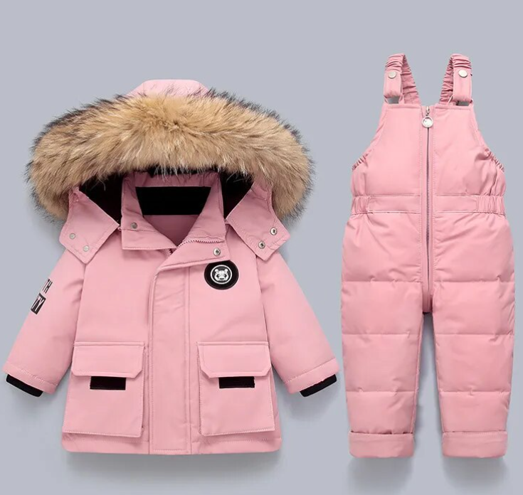 Quilted baby snowsuit for cold days – soft hood, zip fastening | winter outerwear