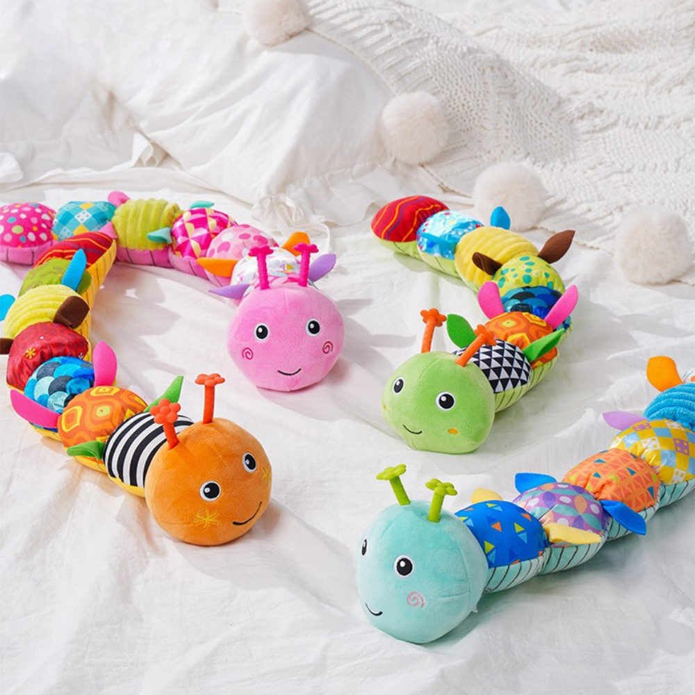Musical caterpillar toy with sound and textures – sensory, soft, lightweight | baby toys