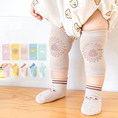 Baby knee pads with anti-slip grip – breathable, soft set of 3 | Crawling babies