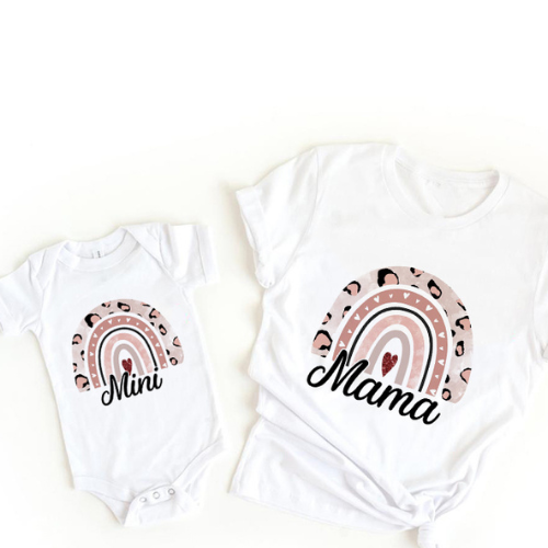 Mum & daughter matching set – shirt & romper outfit | Rainbow print