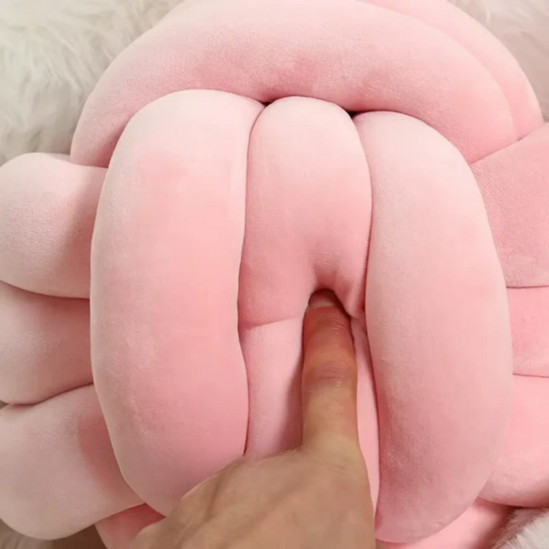 Weighted knot pillow with hand openings – soft plush, two sizes, hand wash | cuddle cushion