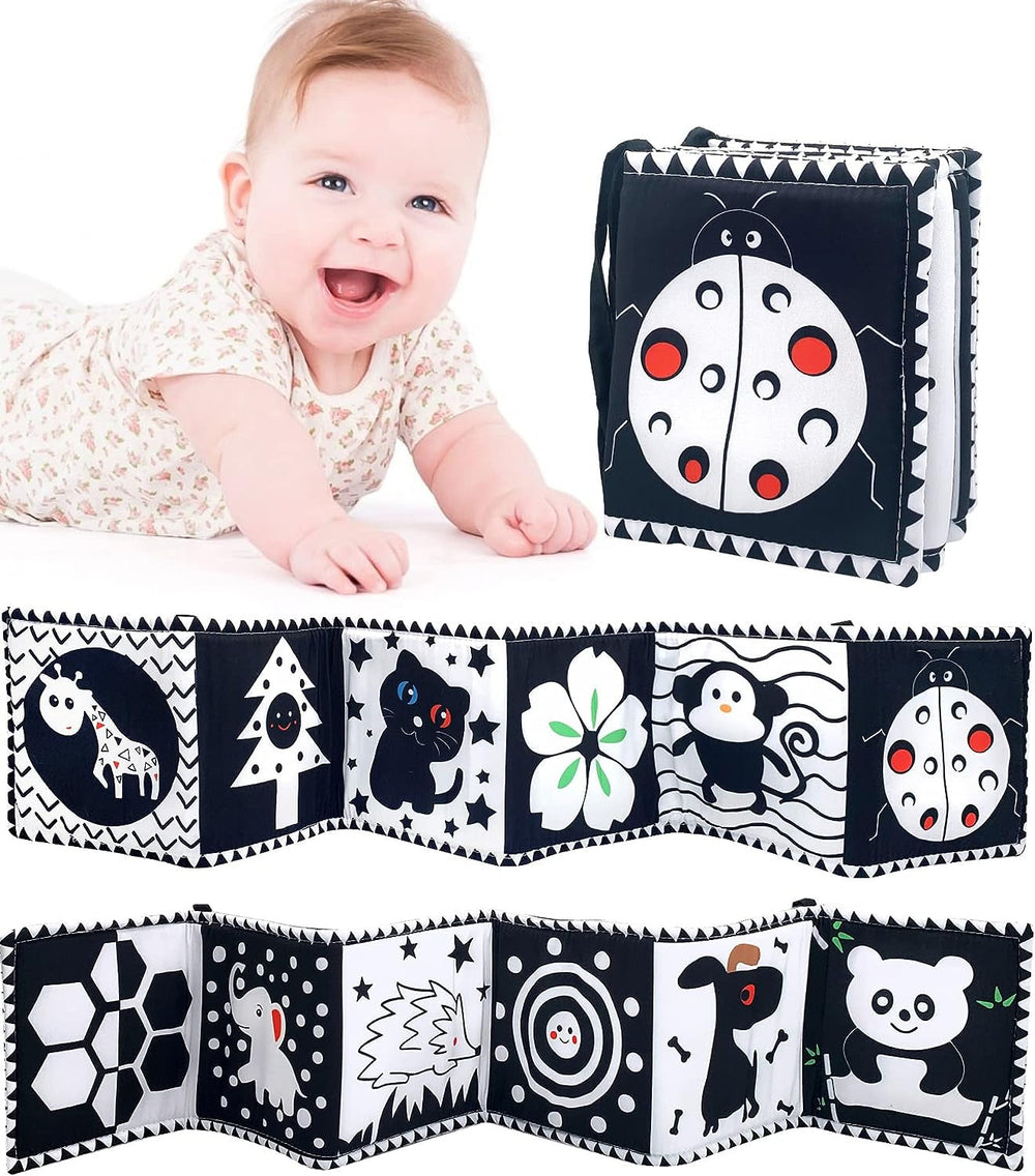 Contrast book for babies – soft fabric, from birth, animal design | Montessori toy