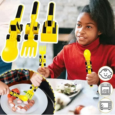 Children's cutlery set with construction vehicle design – fun, ergonomic, BPA-free | kids
