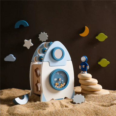 Wooden space blocks set sparks creativity – Montessori design, motor skills | Educational toy