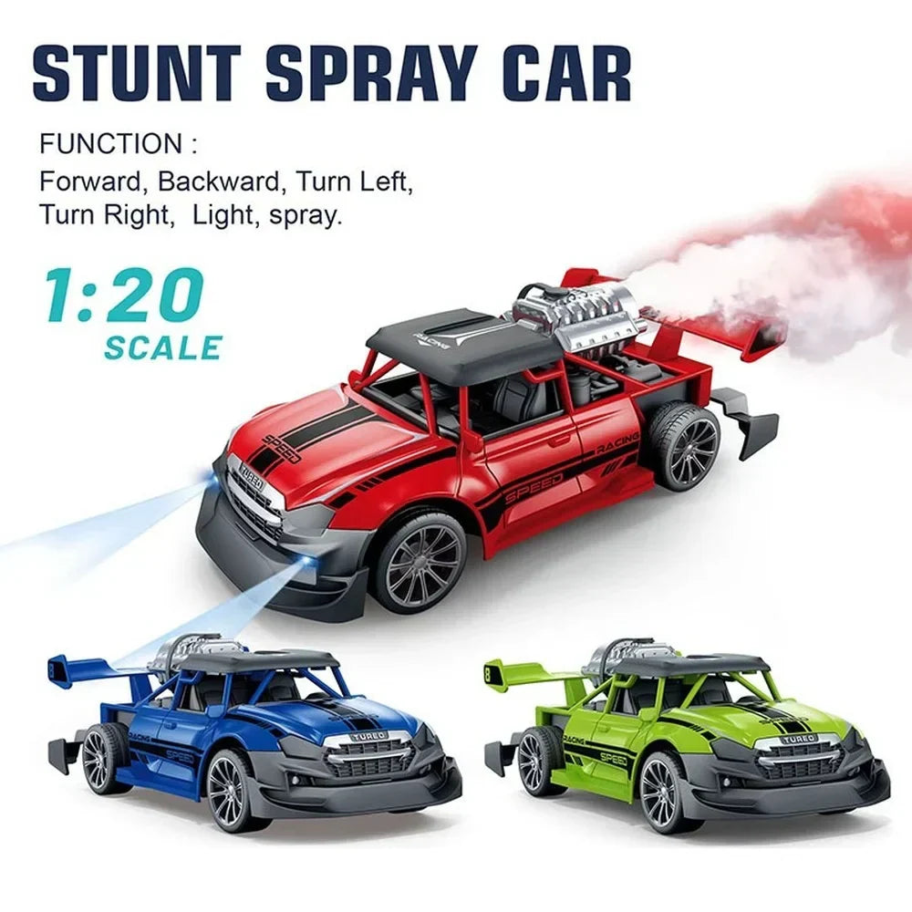 Remote control car with water fun – LED lights, stunts, rechargeable battery | kids racing toy