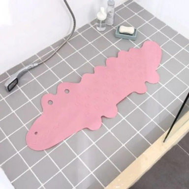 Anti-slip bath mat prevents slipping – crocodile design, strong suction cups | for babies and kids