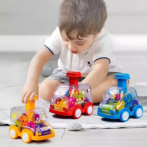 Educational toy car – light-up gears, push-and-go | ages 1-3