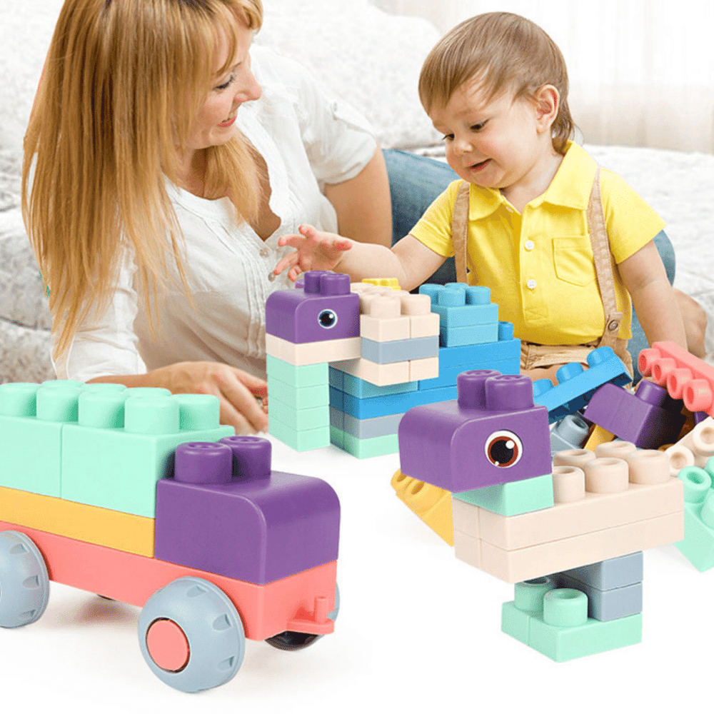 Soft building blocks for creative play – flexible, colourful, 80 pieces | kids' toy