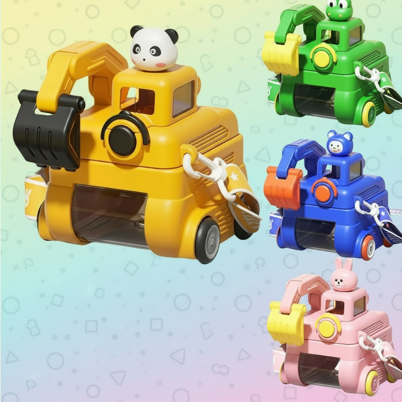 Digger water bottle with built-in straw – spill-free, playful design | kids