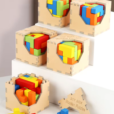 Wooden 3D puzzle for kids – durable, educational, compact | brain teaser