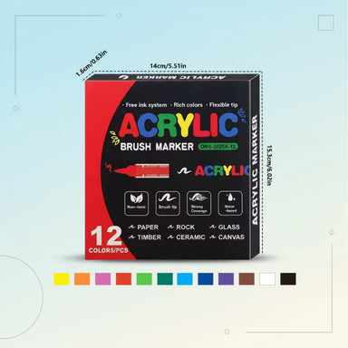 Acrylic paint markers with brush tip – water-based, for glass, ceramic and wood | craft supplies