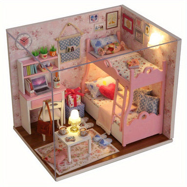 Miniature dollhouse kit with detailed room design – hobby project, display piece | DIY build