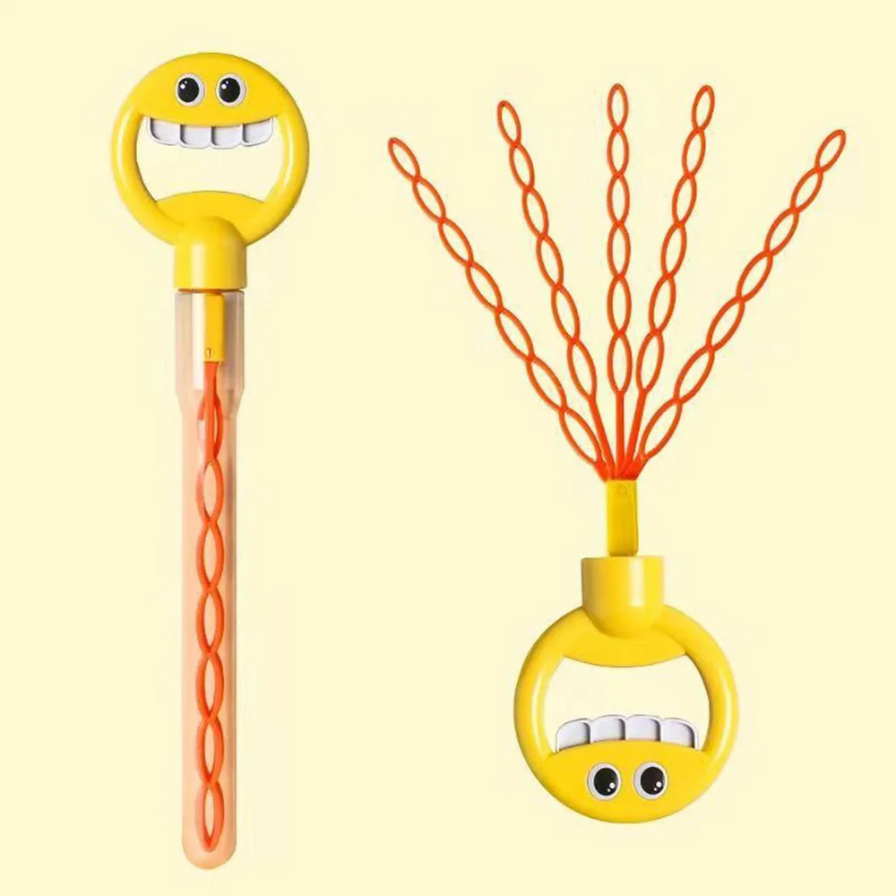 Bubble wand with 32 holes blows dozens of bubbles – smiley design, 2-pack | kids