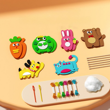 3D animal sewing kit makes five cuddly toys – felt, needles & instructions | kids craft set