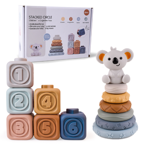Baby teething ring & stacking toy set – soothes gums, boosts motor skills | sensory play