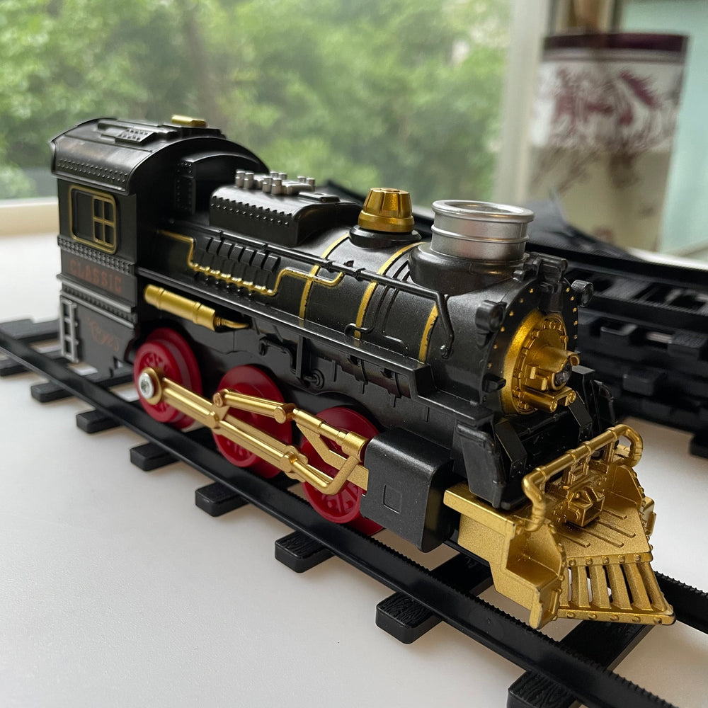 Classic steam train toy set – locomotive, five wagons and rails | ages 3+