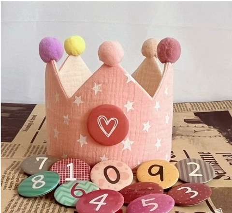 Birthday crown with adjustable numbers – soft cotton, reusable | Kids party hat