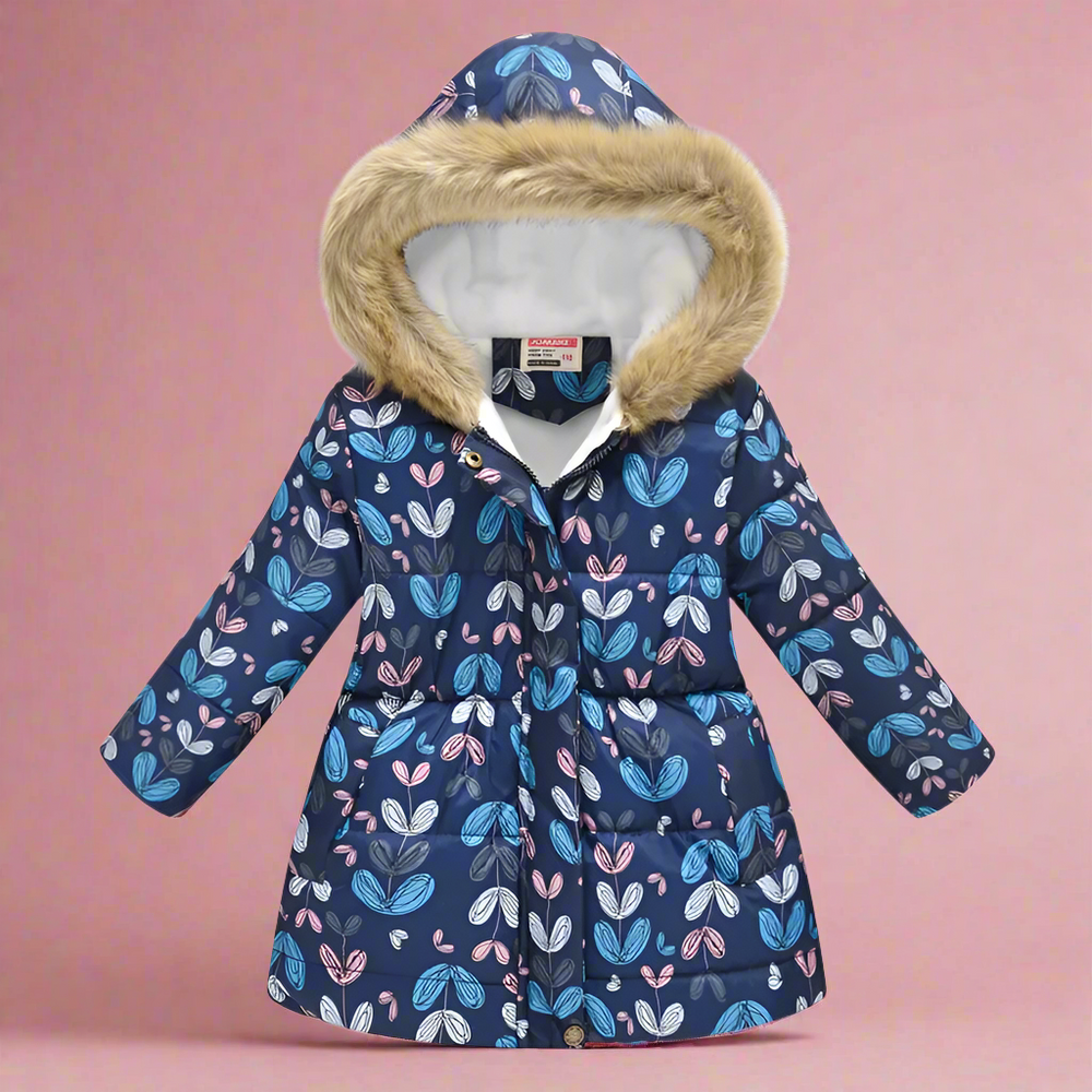 Kids winter jacket with thick lining – stylish prints, durable zip | ages 4-10