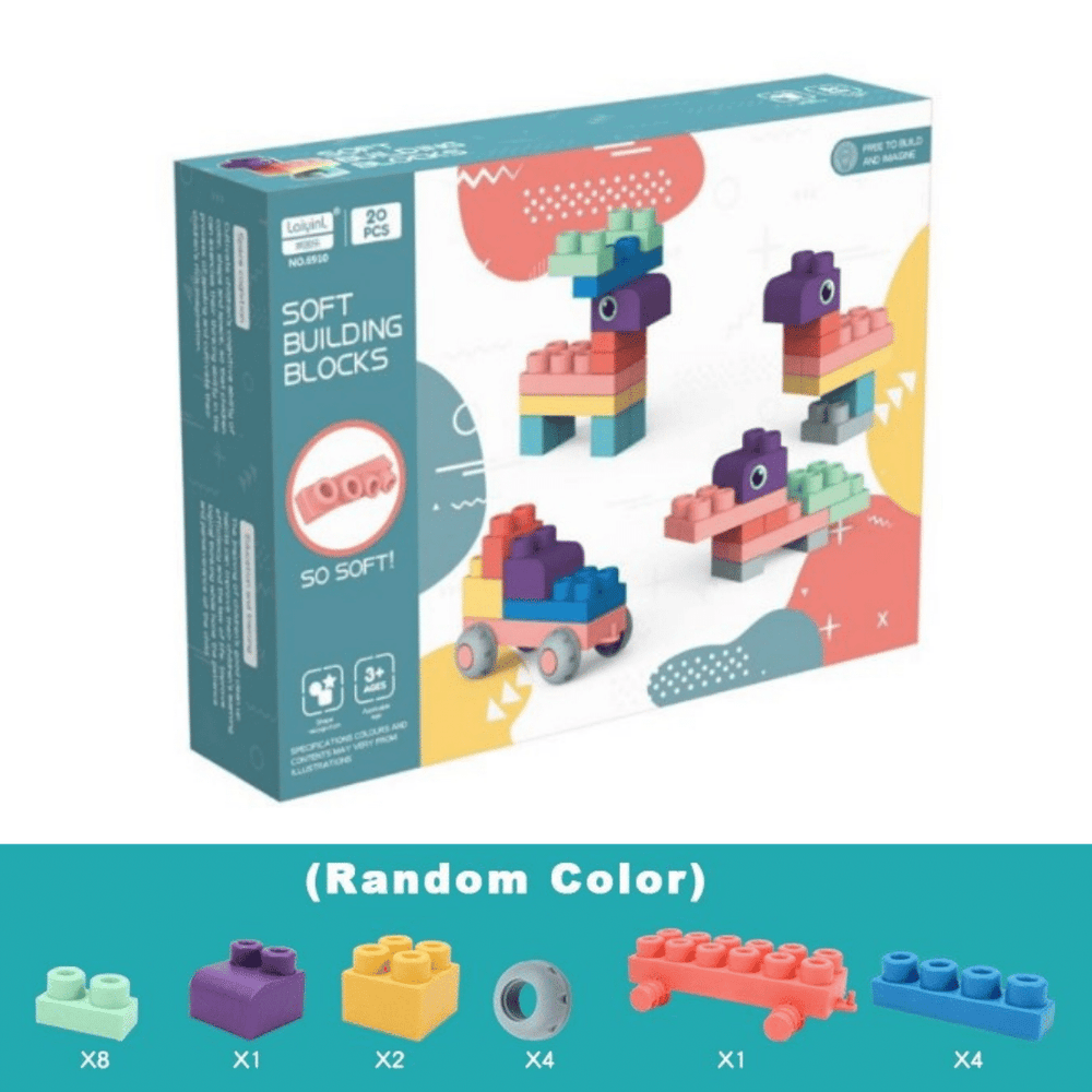 Soft building blocks for creative play – flexible, colourful, 80 pieces | kids' toy