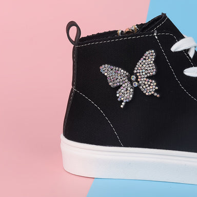 Girls' high top trainers – canvas upper, side zip, grip sole | kids' sneakers