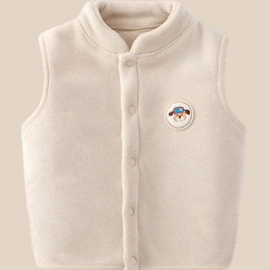 Fleece gilet keeps kids warm – soft, zip, dog print | unisex bodywarmer
