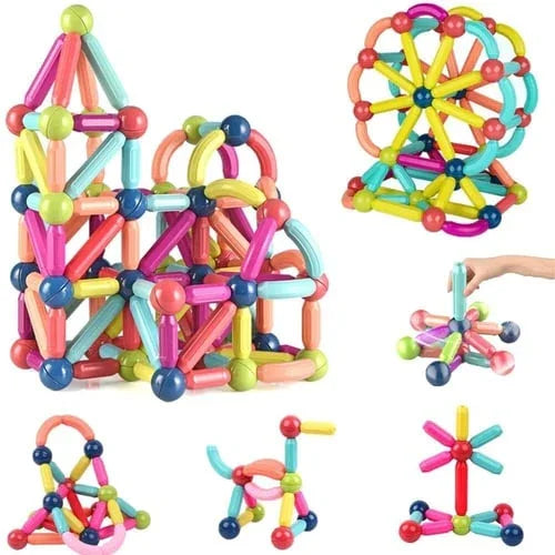 Magnetic building blocks – STEM learning, bright colours | kids construction toy